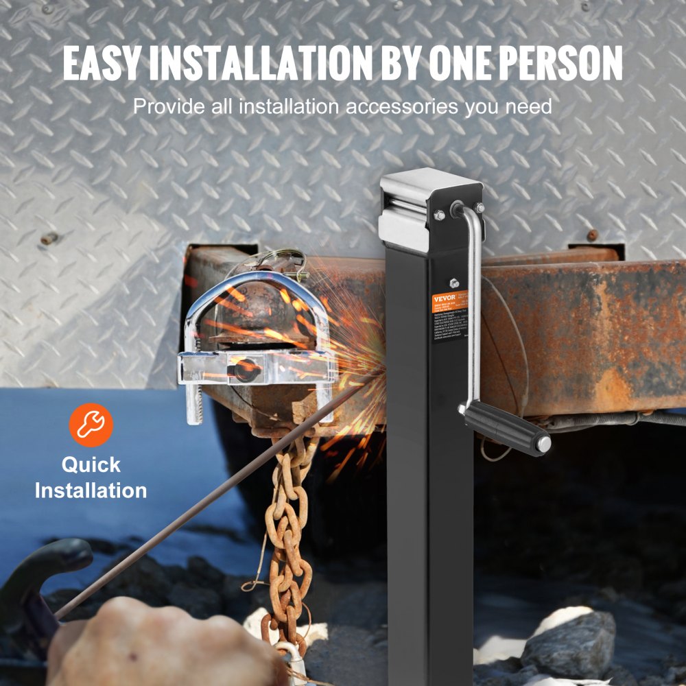 Podnośnik do przyczepy VEVOR, spawany podnośnik do przyczepy, ciężar 8000 funtów, regulacja wysokości