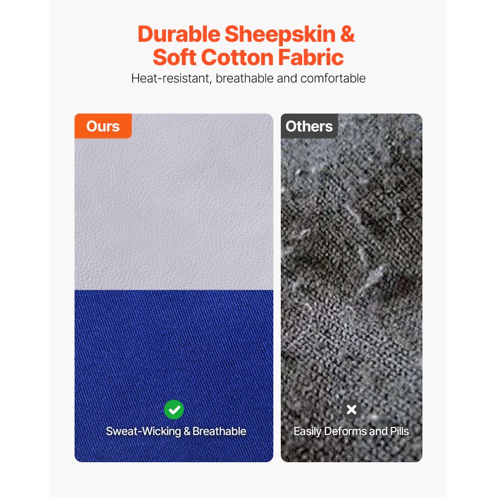 Rękawy spawalnicze VEVOR, 558 x 95 mm, rękawice spawalnicze z owczej skóry i trudnopalnej bawełny, ochronne rękawy spawalnicze z elastycznymi mankietami do spawania, kowalstwa i obróbki drewna