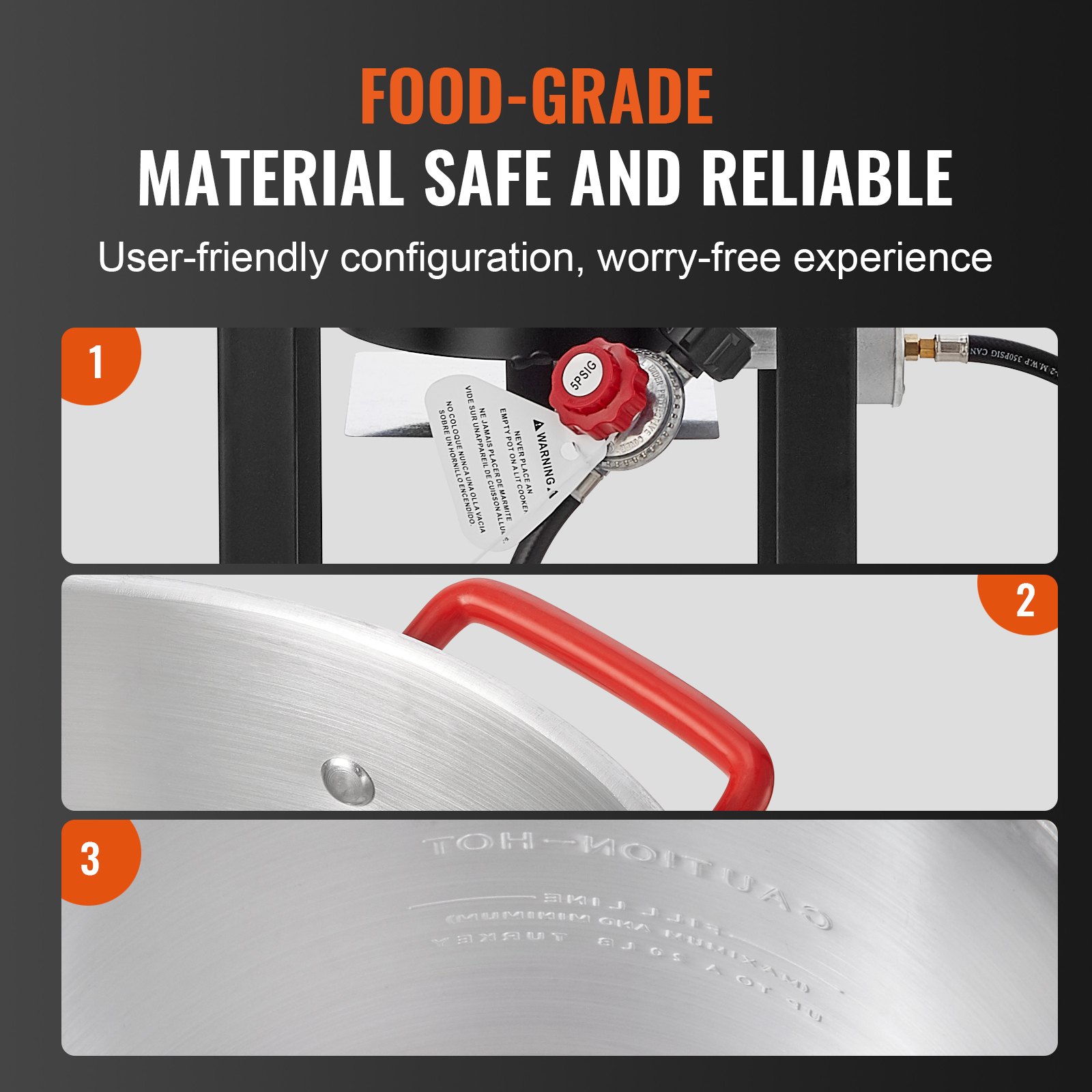 Frytkownica do indyka VEVOR, zestaw do gotowania na parze indyka o pojemności 30 litrów i ryby o pojemności 10 litrów, aluminiowa frytkownica do użytku na zewnątrz, palnik gazowy propan-butan o mocy 54 000 BTU, w zestawie koszyki, perforowany ruszt do drobiu