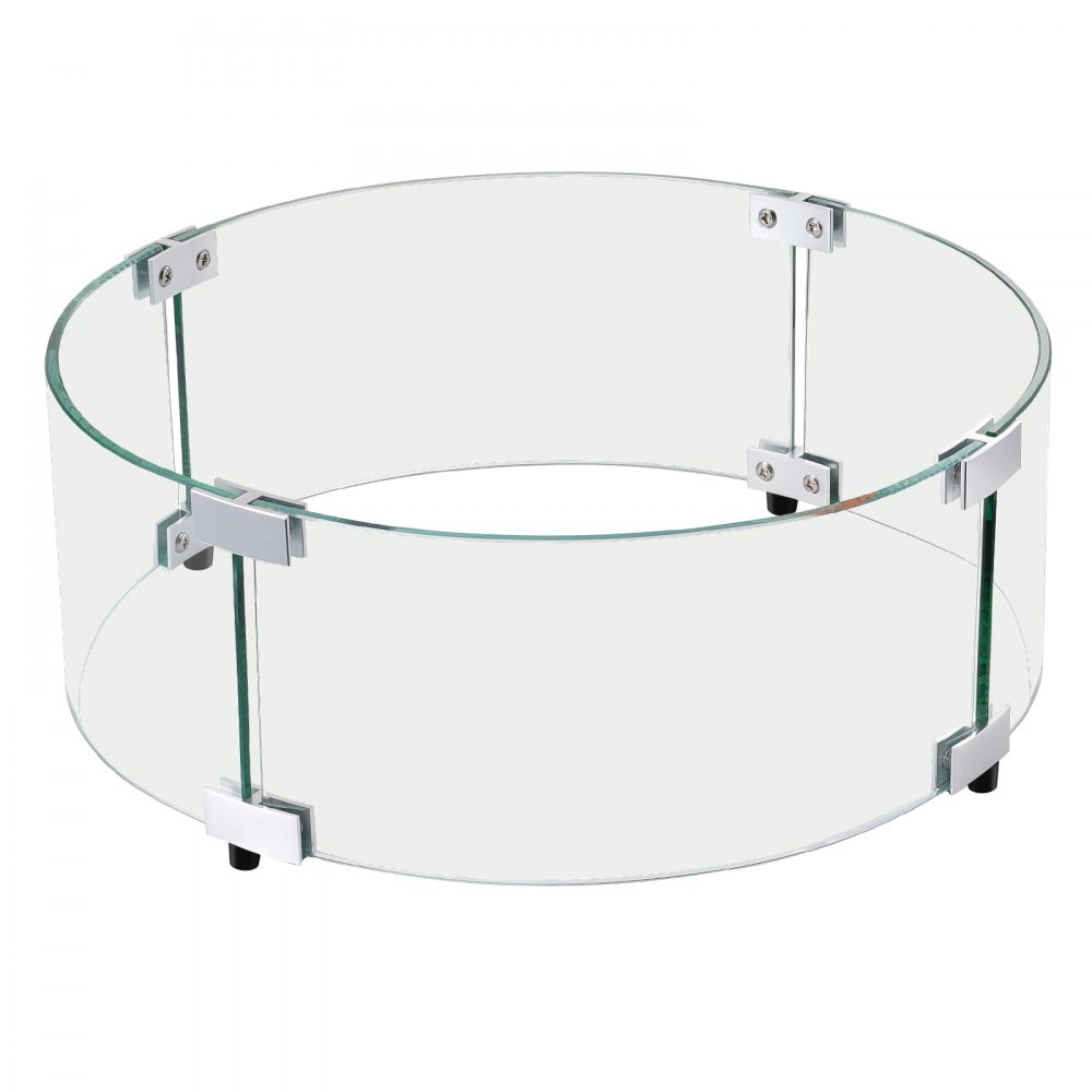 VEVOR Osłona przeciwwietrzna do paleniska 740 x 214 mm Okrągła szklana osłona przeciwogniowa o grubości 6 mm Akcesorium do stołu ogniowego Przezroczysta osłona przeciwogniowa ze szkła hartowanego do użytku na zewnątrz, na tarasie lub w ogrodzie