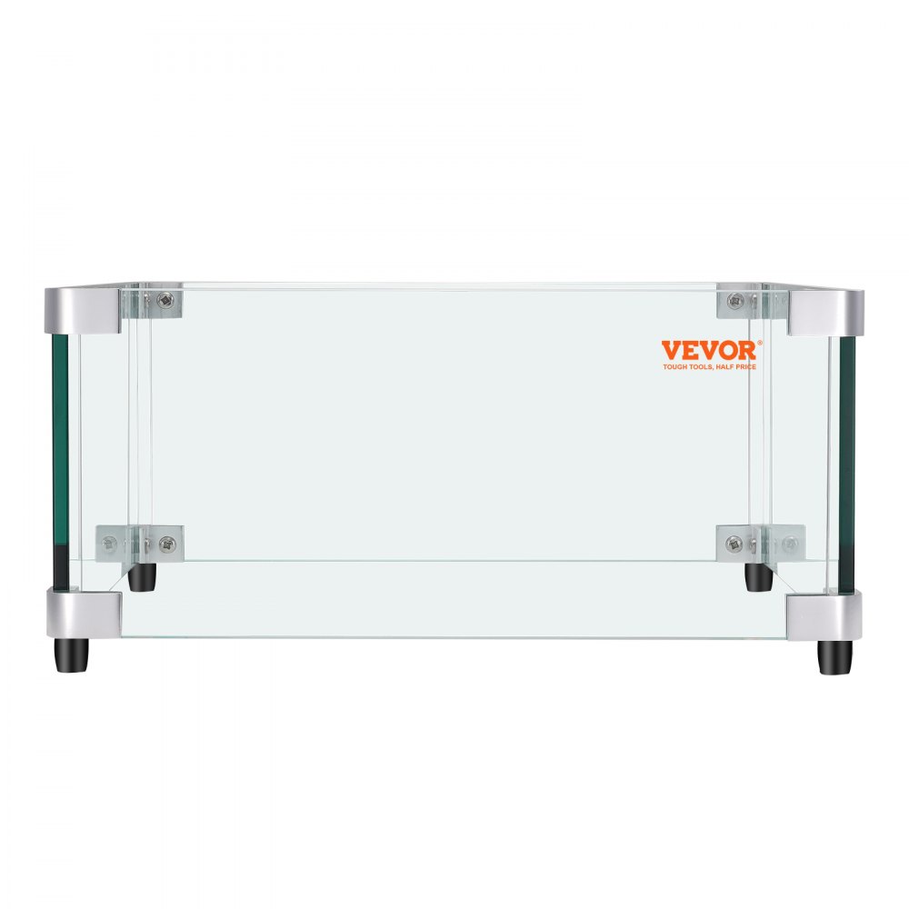 VEVOR Osłona przeciwwietrzna do paleniska gazowego kwadratowego 543x543x191 mm Hartowana osłona przeciwwietrzna do palenisk o grubości 8 mm Kwadratowy panel szklany z twardym uchwytem narożnym i nóżkami