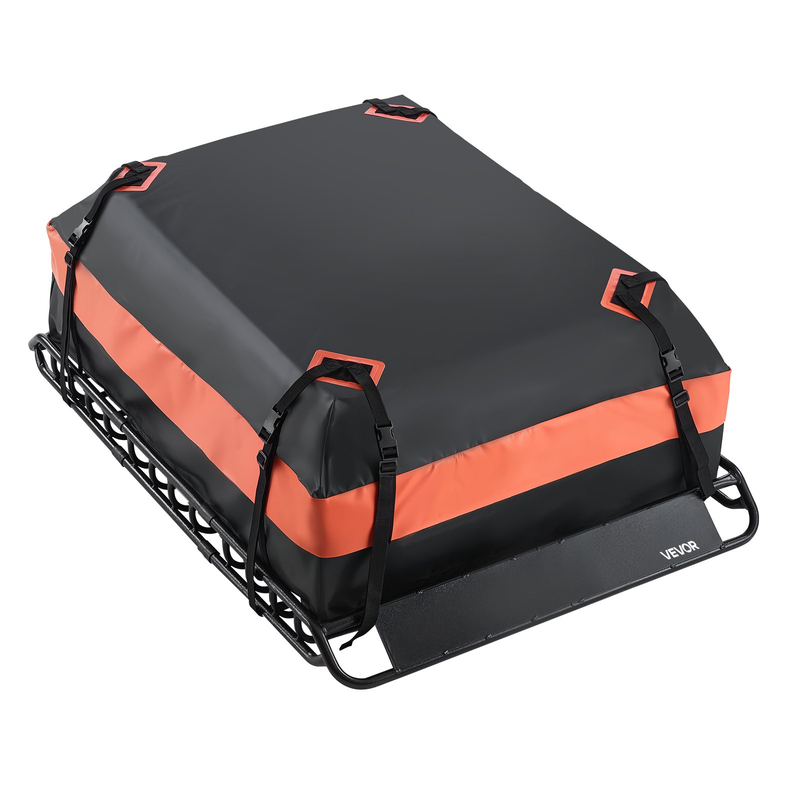 VEVOR Kosz dachowy 1300 x 910 x 105 mm, bagażnik dachowy o ładowności 90,7 kg, wykonany ze stali stopowej z torbą bagażową (112 x 87 x 26 cm), siatka dachowa z paskami zapadkowymi, idealny do SUV-ów, ciężarówek i samochodów osobowych