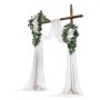 VEVOR Floral Set for Wedding Arch, White Flowers for Wedding Arch with Curtains (Set of 4) – 2 Flower Arrangements, 2 Sheer Curtains, for Ceremony Bouquets, Reception Backdrop Decoration