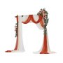 VEVOR Wedding Arch, Orange Flowers for Wedding Arch with Curtains (5 Pack) – 2 Flower Arrangements, 3 Sheer Curtains, for Ceremony Bouquets, Reception Backdrop Decoration