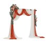 VEVOR Wedding Arch, Orange Flowers for Wedding Arch with Curtains (5 Pack) – 2 Flower Arrangements, 3 Sheer Curtains, for Ceremony Bouquets, Reception Backdrop Decoration