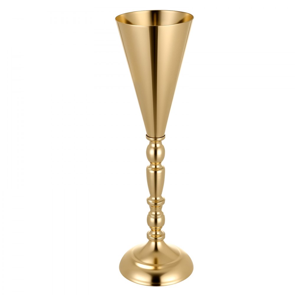 VEVOR 20 szt. Wazonów ślubnych, Wazonów na Kwiaty Centralne na Śluby, Wysokość 43 cm, Metalowe Wazony Centralne ze Stojakami na Kwiaty, Wazon Trąbkowy Dekoracja Stołu na Śluby, Przyjęcia, Rocznice, Ceremonie, Złoto