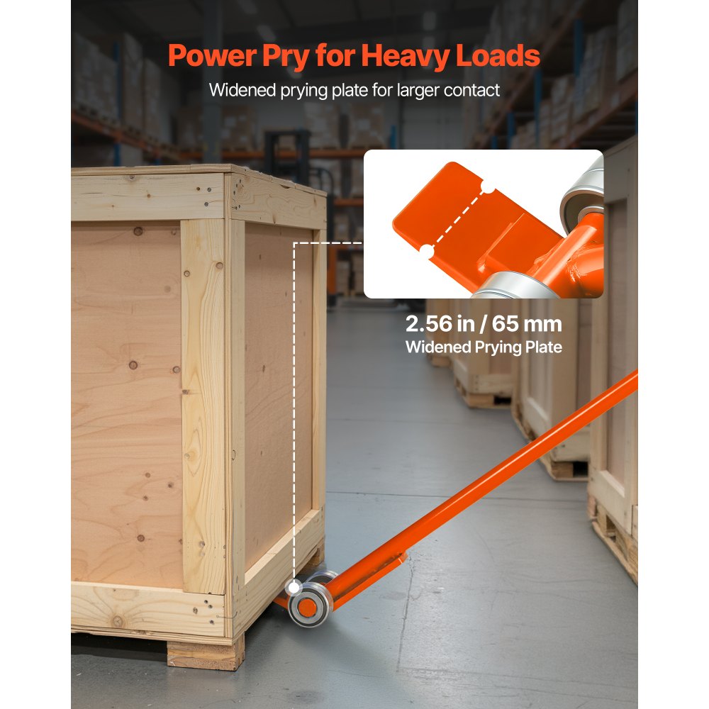 VEVOR Prylever Bar, 2994 kg Weight Capacity, 1.4 m Carbon Steel Handle Lever Dolly, Pry Lever Bar with Wheels for Large Pallets, Heavy Items, Concrete Blocks, Heavy Duty Equipment Handling