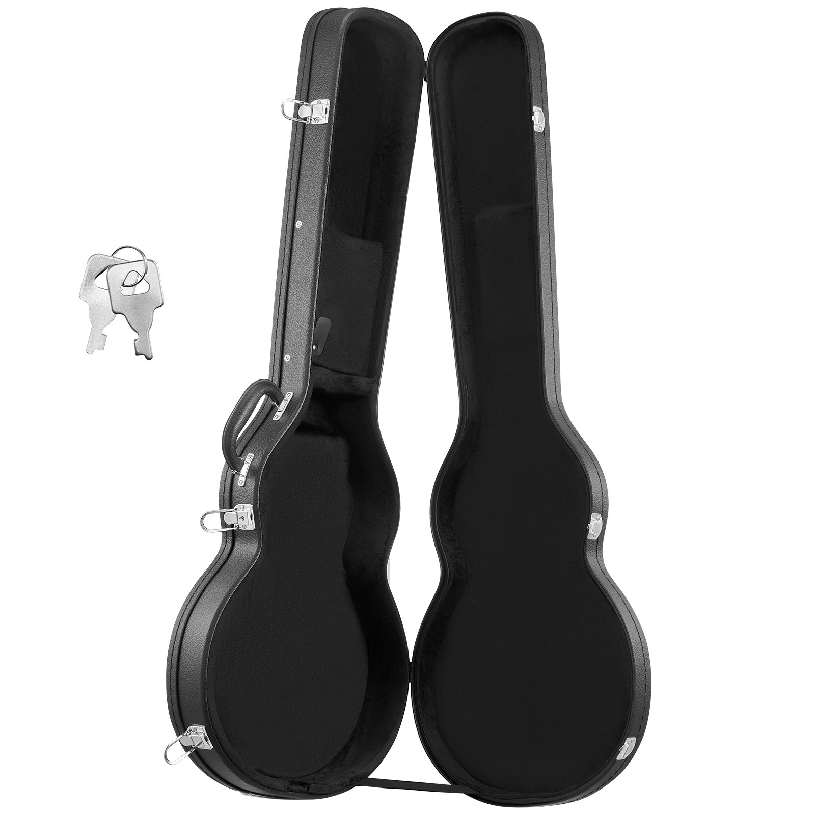 Futerał na gitarę elektryczną VEVOR do gitar Les Paul 39-calowych (108 cm), twardy futerał, drewniany futerał na gitarę z zamkiem, piankowa wkładka, klucze, przegródka na akcesoria, twardy futerał formowany, czarny
