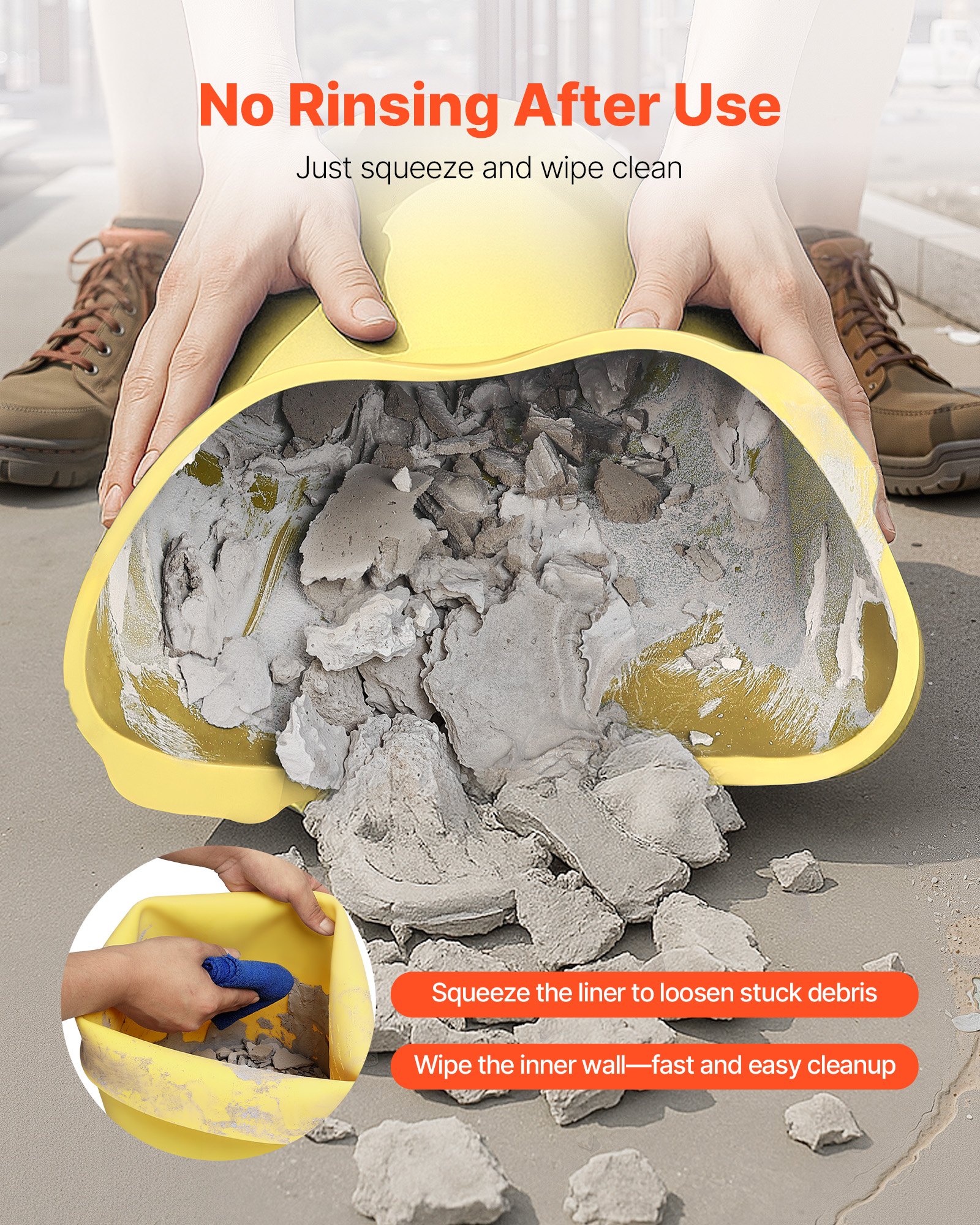 VEVOR 18,9 l silikonowy wkład do wiadra do mieszania betonu, wielokrotnego użytku, do mieszania zaprawy cienkowarstwowej, farby, betonu i żywicy epoksydowej, wkład do wiadra, bezpieczny dla żywności, 2 sztuki, niebiesko-żółty