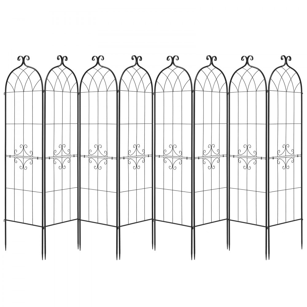 Kratka VEVOR, 180 x 52,5 cm, 8 szt., metalowa podpora do wspinaczki z malowaną proszkowo powierzchnią i mechanizmem blokującym, podpora do wspinaczki, kratka ogrodowa, podpora do kwiatów, warzyw i róż