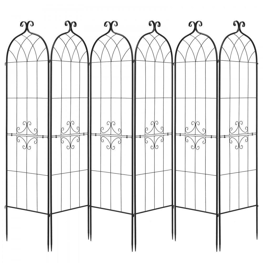 VEVOR Garden Trellis, 180 x 52.5 cm Rose Trellis, 6 Packs Garden Flower Rose Trellises with Powder-Coated Finish & Convenient Locking Design, Plant Support Trellises for Flowers, Vegetables, Roses
