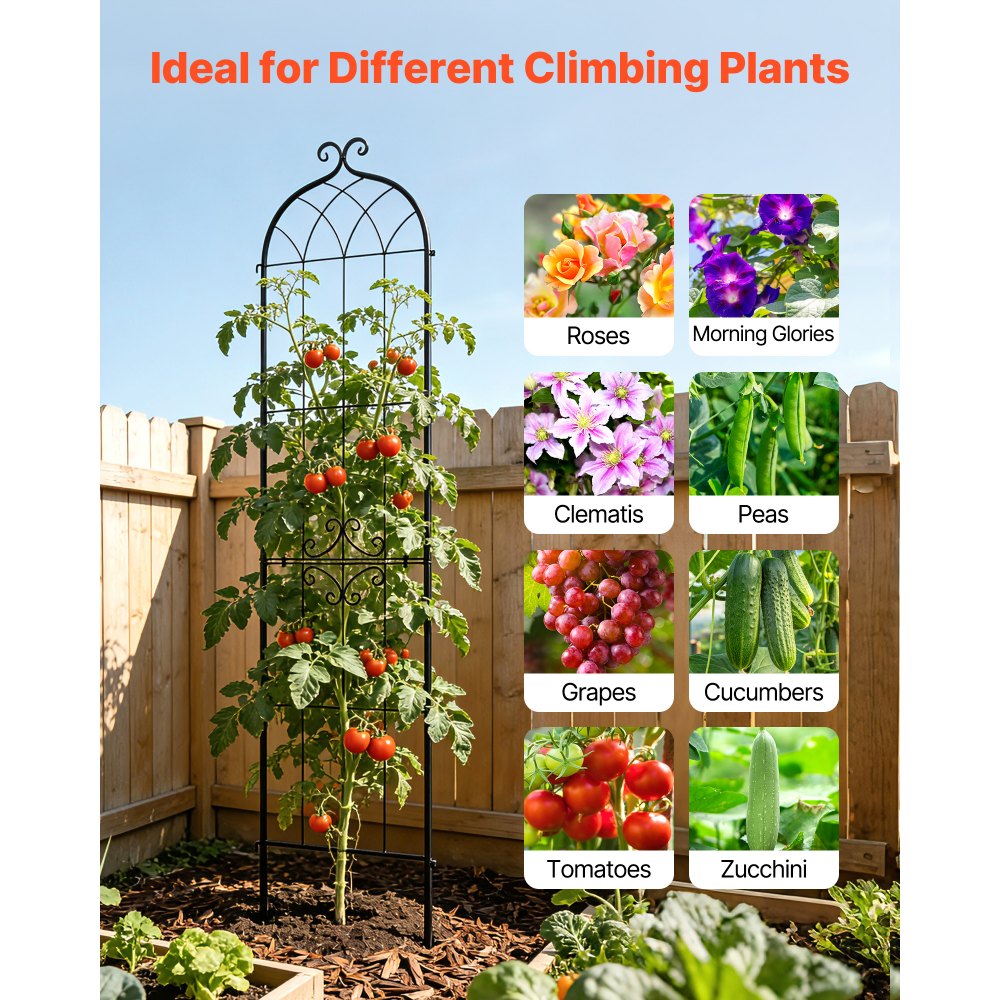 VEVOR Garden Trellis, 220 x 52.5 cm Rose Trellis, 4 Packs Garden Flower Rose Trellises with Powder-Coated Finish & Convenient Locking Design, Plant Support Trellises for Flowers, Vegetables, Roses