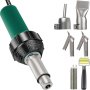 VEVOR Pistolet spawalniczy na gorące powietrze do tworzyw sztucznych 1600 W Pistolet spawalniczy PVC 4 dysze zamienne Pistolet spawalniczy na gorące powietrze do tworzyw sztucznych 40-60°C Kabel 3 m do spawania płyt z tworzyw sztucznych PE, PP i PVC