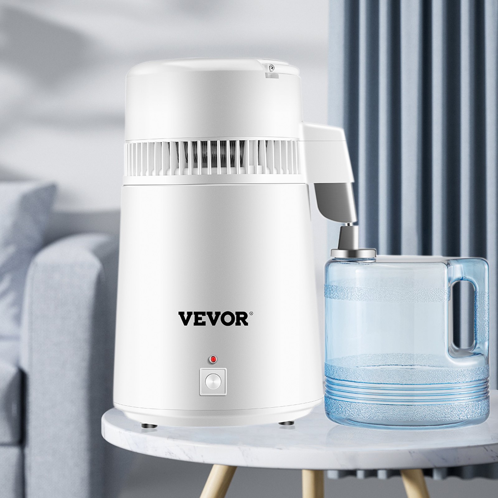 VEVOR Pure Water Distiller 4L Wewnętrzna Destylacja Wody ze Stali Nierdzewnej 750W Filtr do Oczyszczania Maszyna do Destylacji Wody z Butelką Zbierającą do Domu Biurowego z Butelką na Wodę z Nakrętką