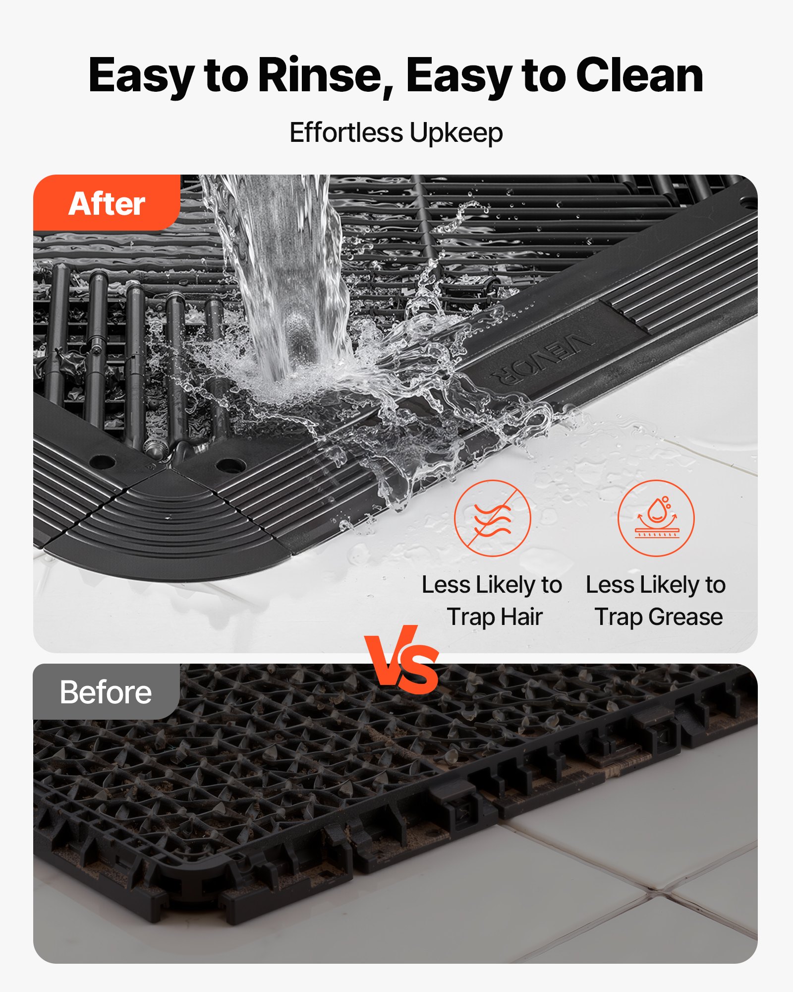 VEVOR 11 szt. Sekcja rampy do wykładziny podłogowej w garażu, rampa wjazdowa 31 x 6,9 cm do płytek typu click, rampa PP z 4 narożnikami do podłóg w garażu, warsztacie, płytek typu click, tylko do mat drenażowych VEVOR