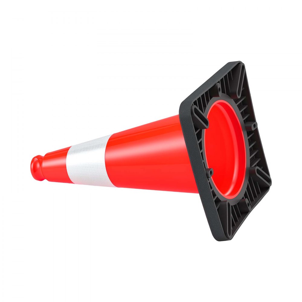 VEVOR Traffic Safety Cones 8 Pack 455 mm Flexible PVC Orange Traffic Cones, For Parking Lots and Home Use, with Weighted Black Base, Reflective Collar Visible at Night, Heavy Duty Design, Easy Storage