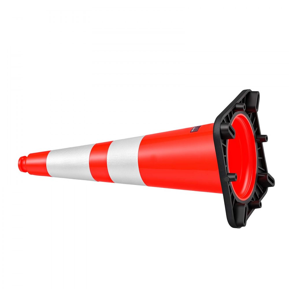 Pachołki ostrzegawcze VEVOR, opakowanie 12 szt., 715 mm, Pachołki drogowe, Pylony, PVC, do parkingów, obszarów odgrodzonych lub ostrzegawczych, pachołki do kontroli ruchu z odblaskowymi paskami o wysokiej widoczności, oszczędzające miejsce i układające się w stosy