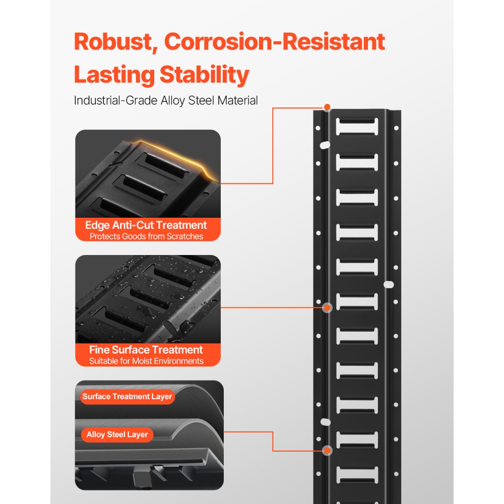 Zestaw gąsienic VEVOR E-Track, 2-stopowe stalowe gąsienice, 4 sztuki, nośność do 2000 funtów, wytrzymałe gąsienice ze śrubami do garaży, furgonetek, przyczep, mocowania motocykli, uchwytów do quadów