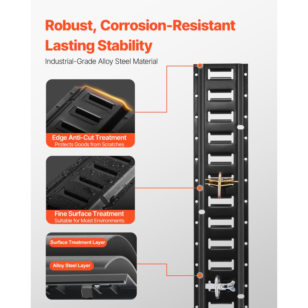VEVOR Szyny Mocujące, 18 szt Szyny Lotnicze, Czarne Szyna Wózka, Ładowność 454 kg Szyna Kotwiąca, Długość Szyny 1,52 m Szyna Mocująca Pręt, Zestaw Szyn Mocujących E-Rail do Zabezpieczania Ładunku