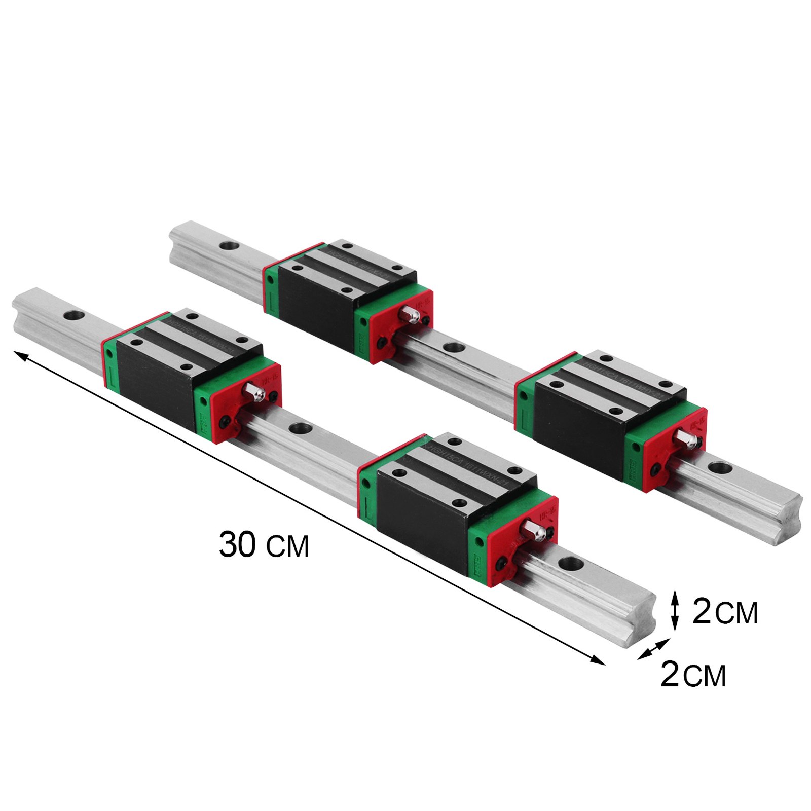 Zestaw CNC 15-300mm 2x prowadnica liniowa 4x blok łożyska wózka typu kwadratowego