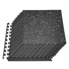 VEVOR 24 x Puzzle Mat Mata ochronna na podłogę 610 x 610 x 10 mm, mata z pianki EVA o wysokiej gęstości, mata fitness z możliwością łączenia, mata gimnastyczna, mata sportowa, mata treningowa (czarna) z białymi kropkami