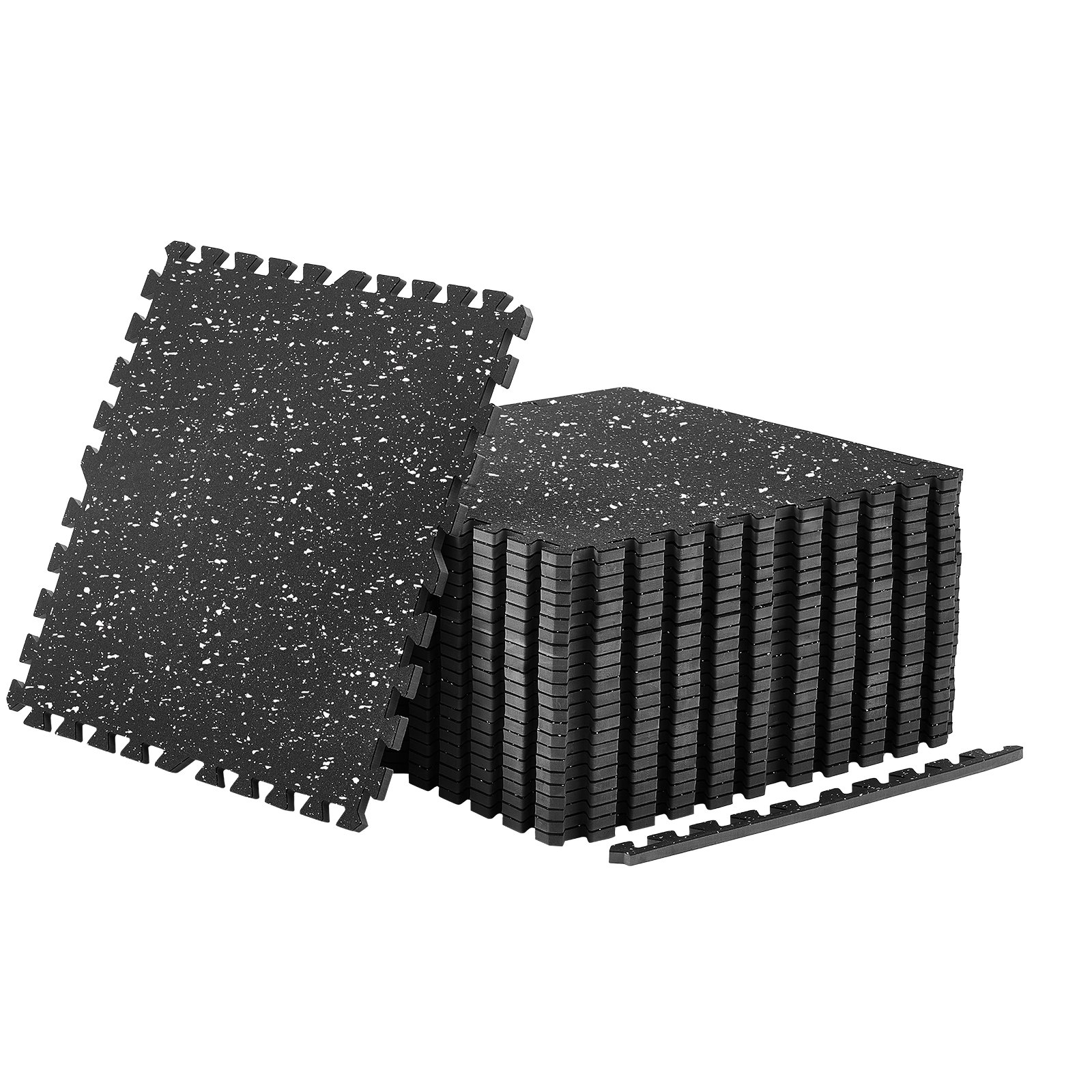 VEVOR 24 x Puzzle Mat Mata ochronna na podłogę 610 x 610 x 14 mm, mata z pianki EVA o wysokiej gęstości, mata fitness z możliwością łączenia, mata gimnastyczna, mata sportowa, mata treningowa (czarna) z białymi kropkami