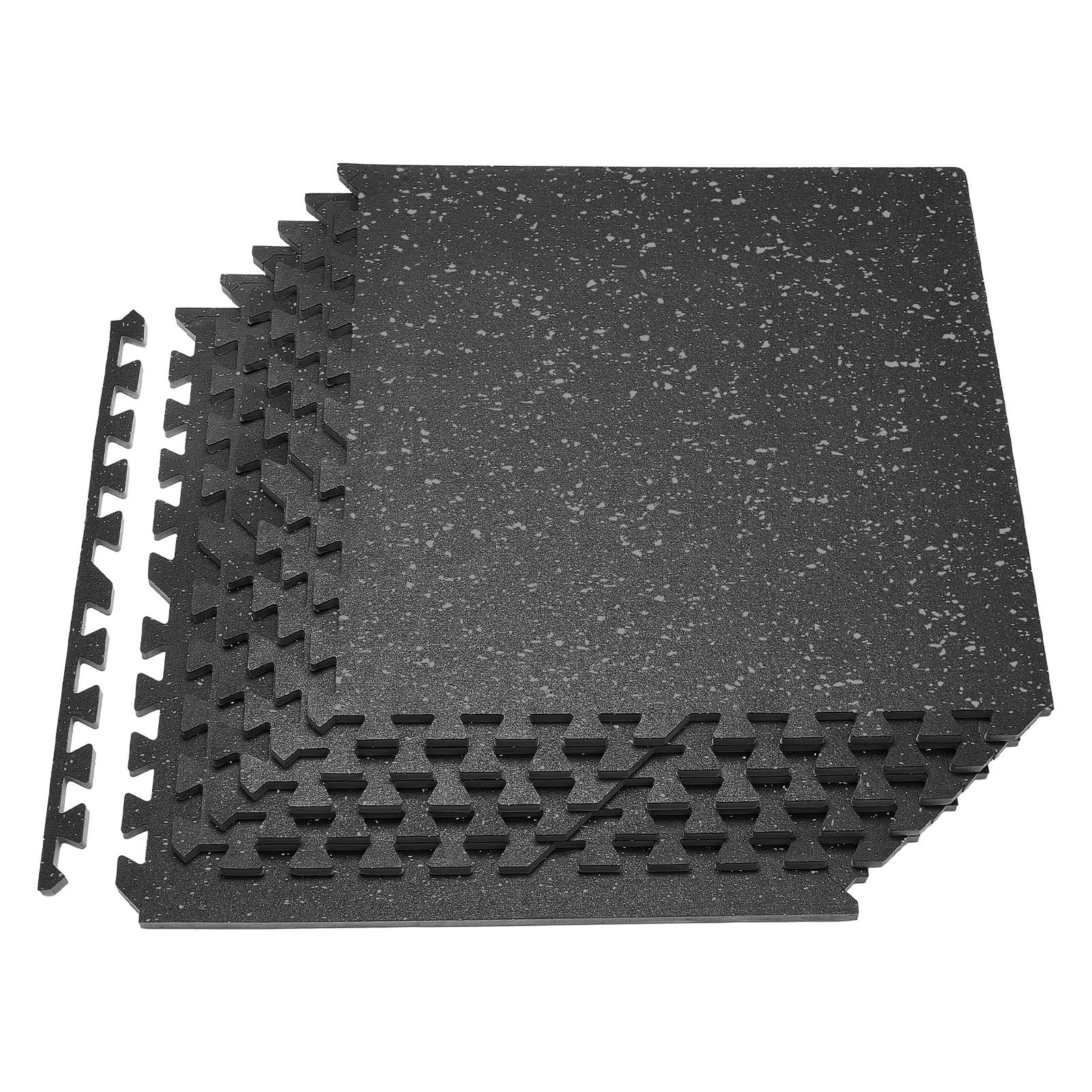 VEVOR 6 x Puzzle Mat Mat ochronna na podłogę 610 x 610 x 14 mm, mata z pianki EVA o wysokiej gęstości, mata fitness z możliwością łączenia, mata gimnastyczna, mata sportowa, mata treningowa (czarna) z szarymi kropkami