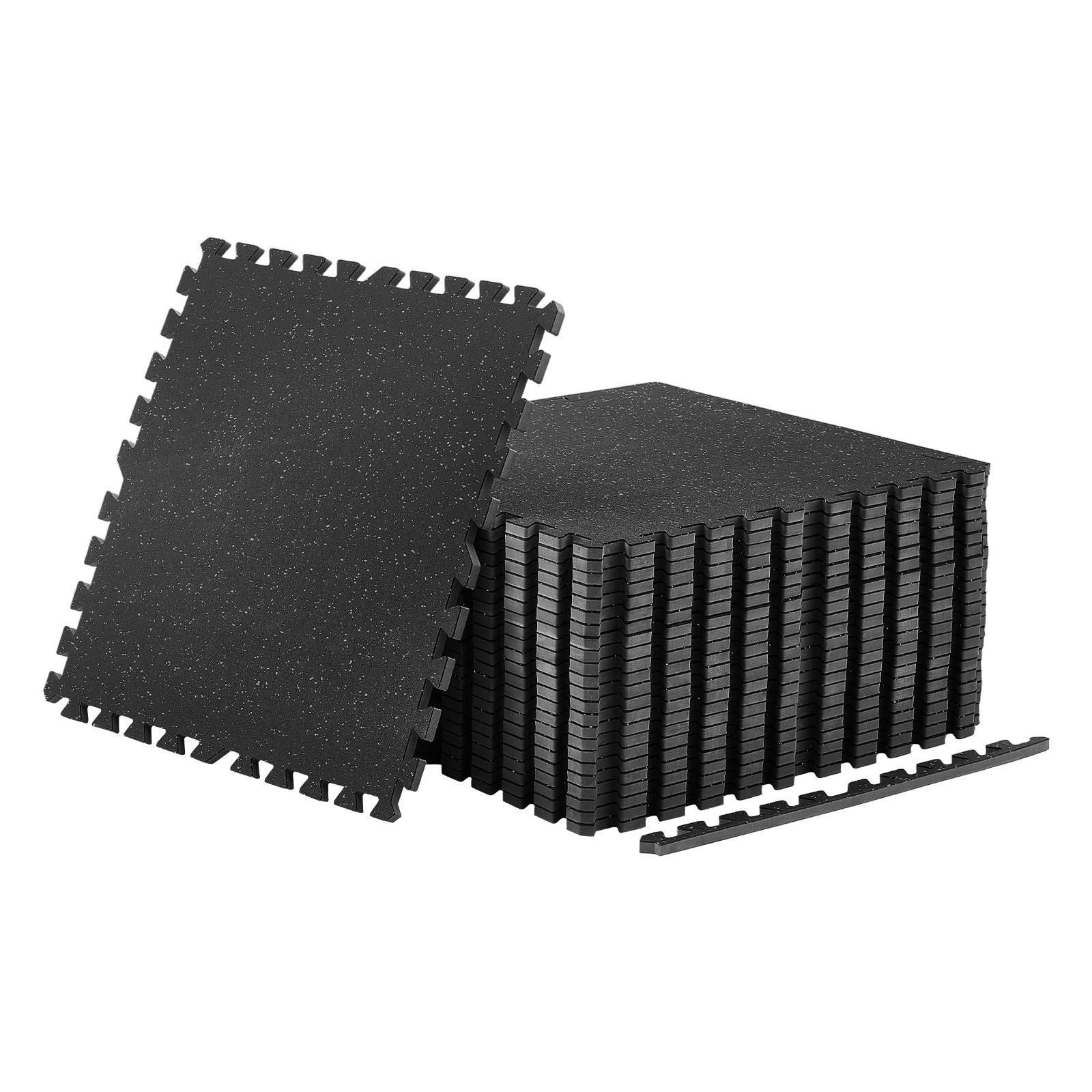 VEVOR 24 x Puzzle Mat Mat ochronna na podłogę 610 x 610 x 14 mm, mata z pianki EVA o wysokiej gęstości, mata fitness z możliwością łączenia, mata gimnastyczna, mata sportowa, mata treningowa (czarna) z szarymi kropkami