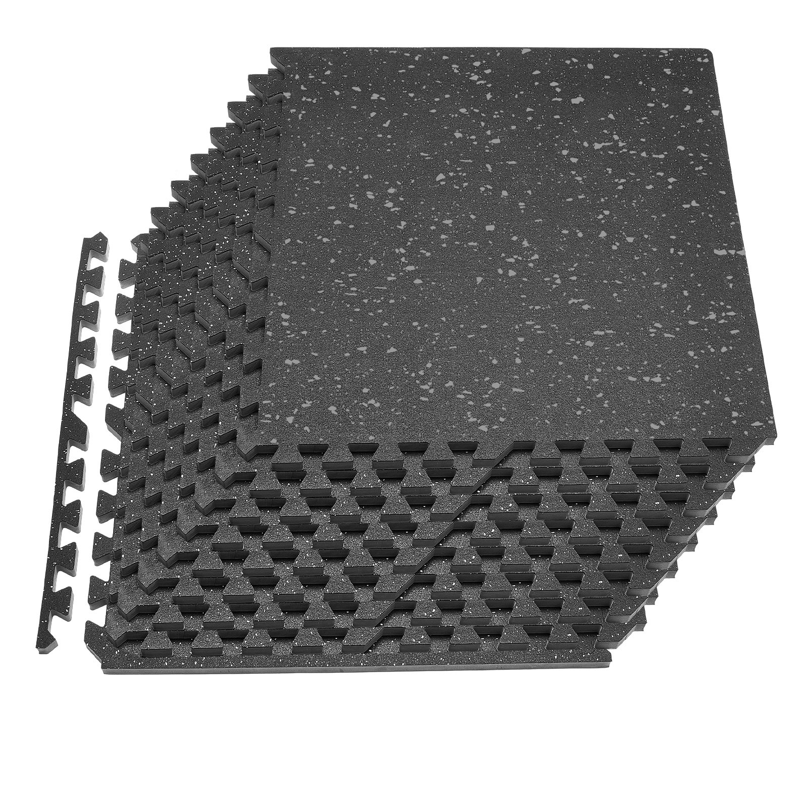 VEVOR 12 x Puzzle Mat Mat ochronna na podłogę 61 x 61 x 2 cm, mata z pianki EVA o wysokiej gęstości, mata fitness z możliwością łączenia, mata gimnastyczna, mata sportowa, mata treningowa (czarna) z szarymi kropkami