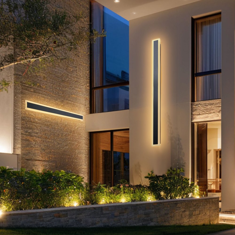 Lampy zewnętrzne ścienne VEVOR, 2 sztuki, paski o długości 47,2 cala, nowoczesne lampy zewnętrzne ścienne, ciepła biel 3000 K, wodoodporność IP65, nierdzewne oświetlenie zewnętrzne ścienne, do domu, na werandę, do garażu