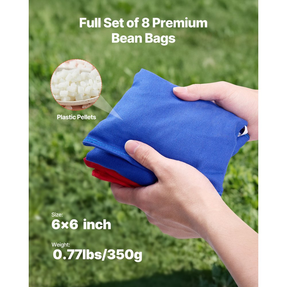 Zestaw do gry w cornhole VEVOR (920 x 600 x 241 mm) Plansze do gry w cornhole, przenośna drewniana tablica do rzucania z płyty MDF, gra w cornhole dla dorosłych, w zestawie 8 woreczków z fasolą i torba transportowa, do ogrodu, na podwórko, na plażę