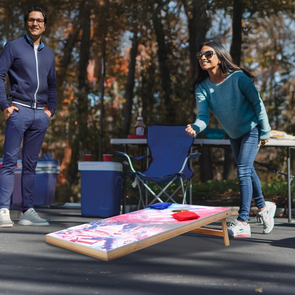 Zestaw do gry w cornhole VEVOR (1255 x 600 x 302 mm) Plansze do gry w cornhole, przenośna plansza do rzucania z litego drewna, gra w cornhole dla dorosłych, w zestawie 8 woreczków z fasolą i torba transportowa, do ogrodu i na podwórko