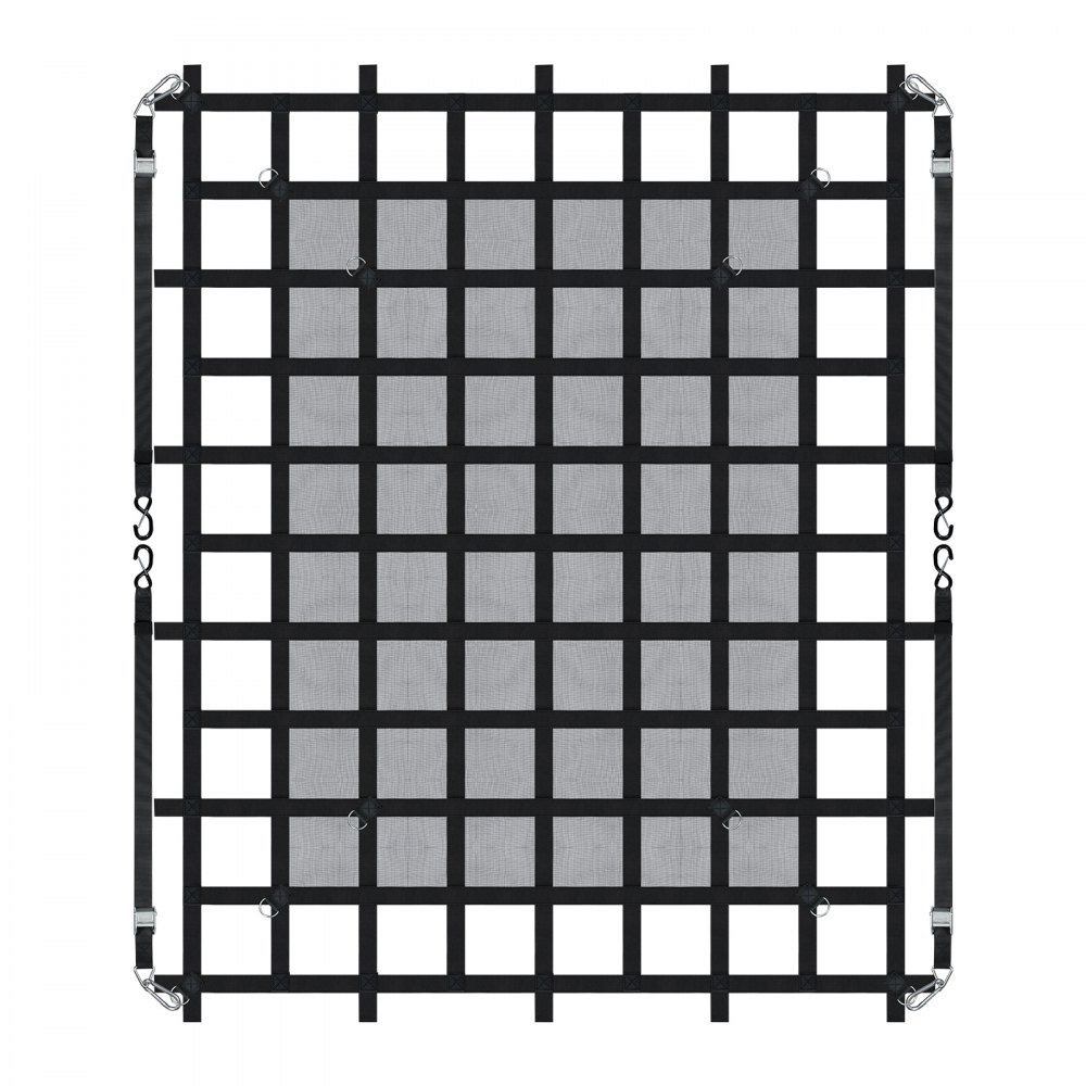VEVOR Cargo Net, 183 x 145 cm, Truck Bed Net, 4 Adjustable Straps with Carabiners & S-Hooks, Wear-Resistant & Weatherproof Transport Net, Luggage Net Suitable for Pickup, Truck, Jeep, SUV, Boat