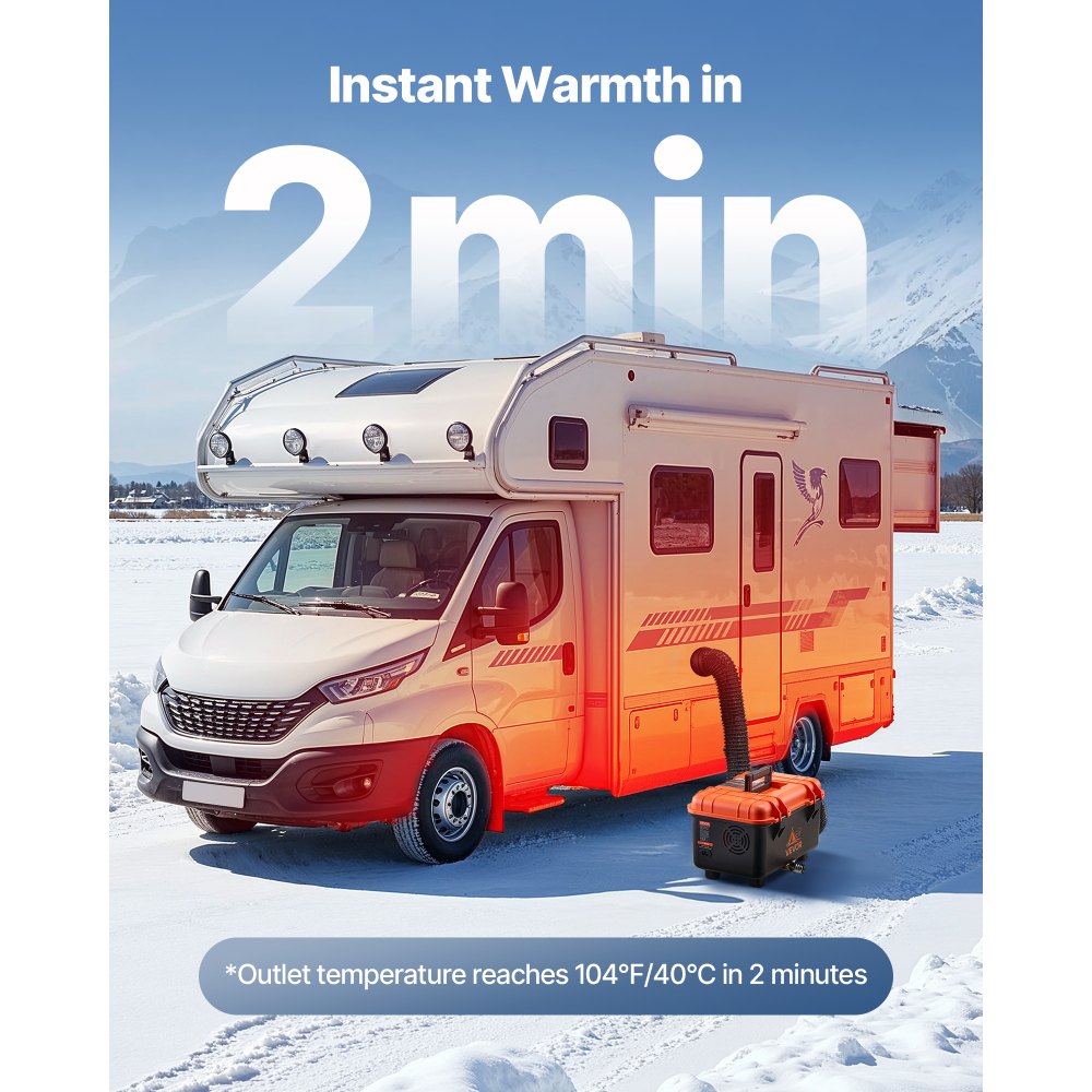 VEVOR Nagrzewnica powietrza na olej napędowy 5-8KW DC 12 V/24 V Przenośna nagrzewnica postojowa (wszystko w jednym) z pilotem i ekranem LCD, niski poziom hałasu, zbiornik paliwa 4 l do samochodów ciężarowych i kamperów