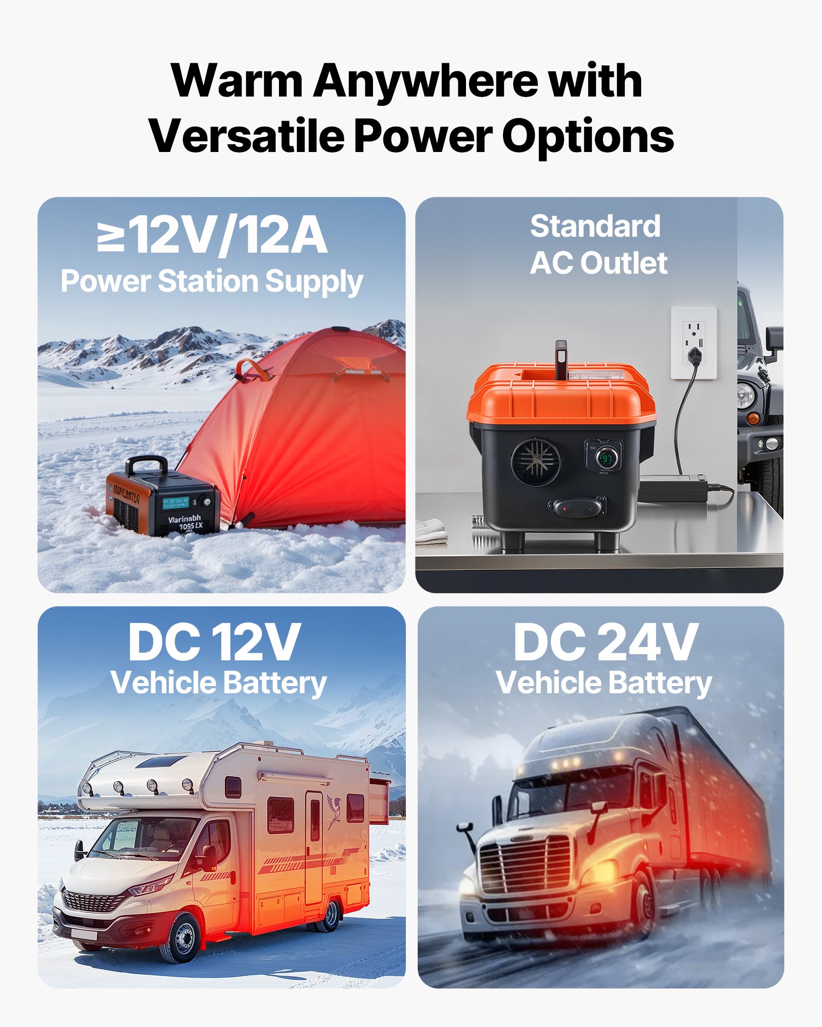 VEVOR Nagrzewnica powietrza na olej napędowy 5-8KW DC 12 V/24 V Przenośna nagrzewnica postojowa (wszystko w jednym) z pilotem i ekranem LCD, niski poziom hałasu, zbiornik paliwa 4 l do samochodów ciężarowych i kamperów