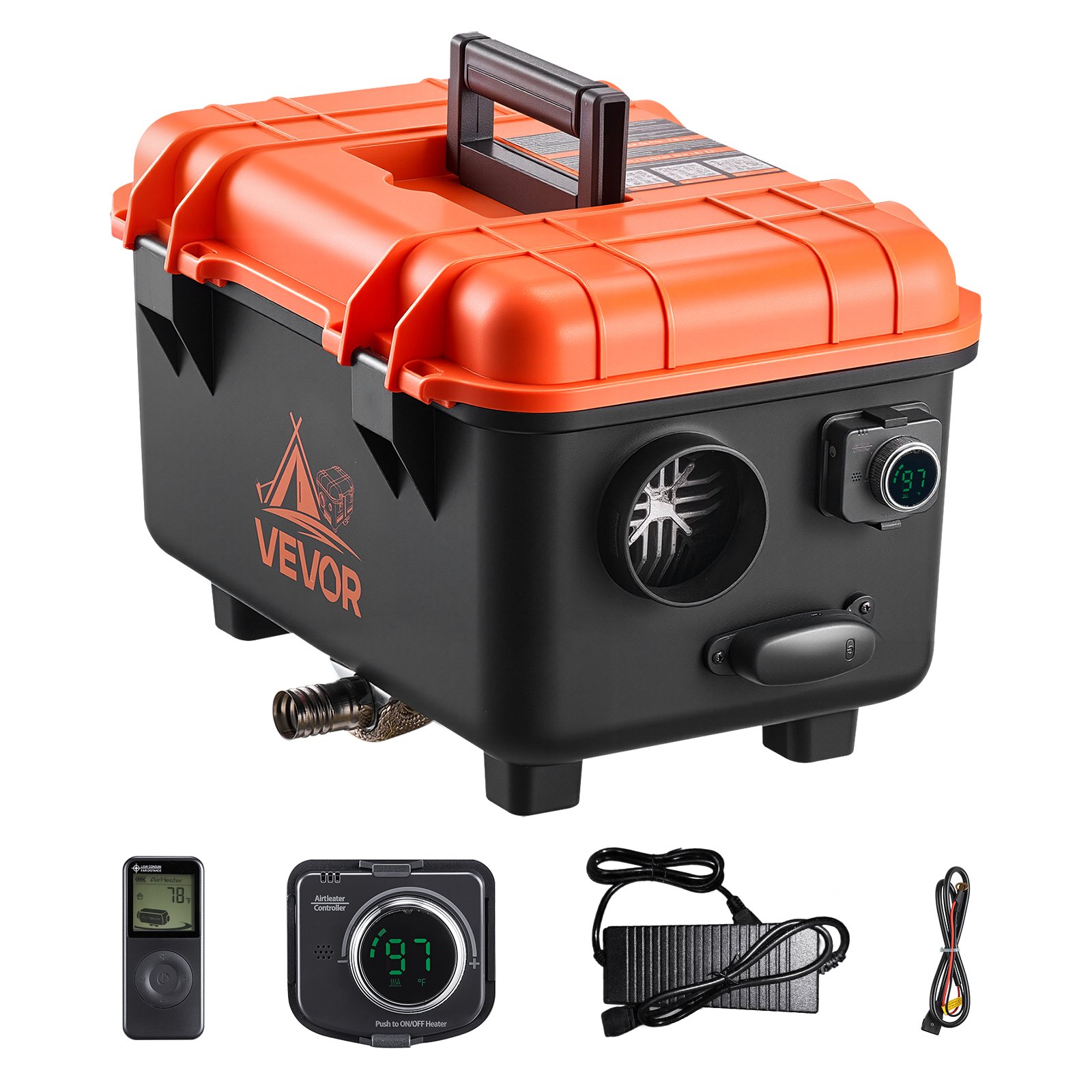 VEVOR Nagrzewnica powietrza na olej napędowy 5-8KW DC 12 V/24 V Przenośna nagrzewnica postojowa (wszystko w jednym) z pilotem i ekranem LCD, niski poziom hałasu, zbiornik paliwa 4 l do samochodów ciężarowych i kamperów
