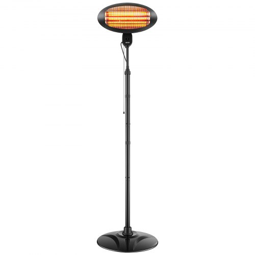 Grzejnik podczerwieni VEVOR 2000 W 2 w 1 z włącznikiem pociąganym, do ogrodu, na taras, balkon, 3 ustawienia ogrzewania, stal walcowana na zimno, z kwarcowymi elementami grzejnymi, do montażu na ścianie i wolnostojący