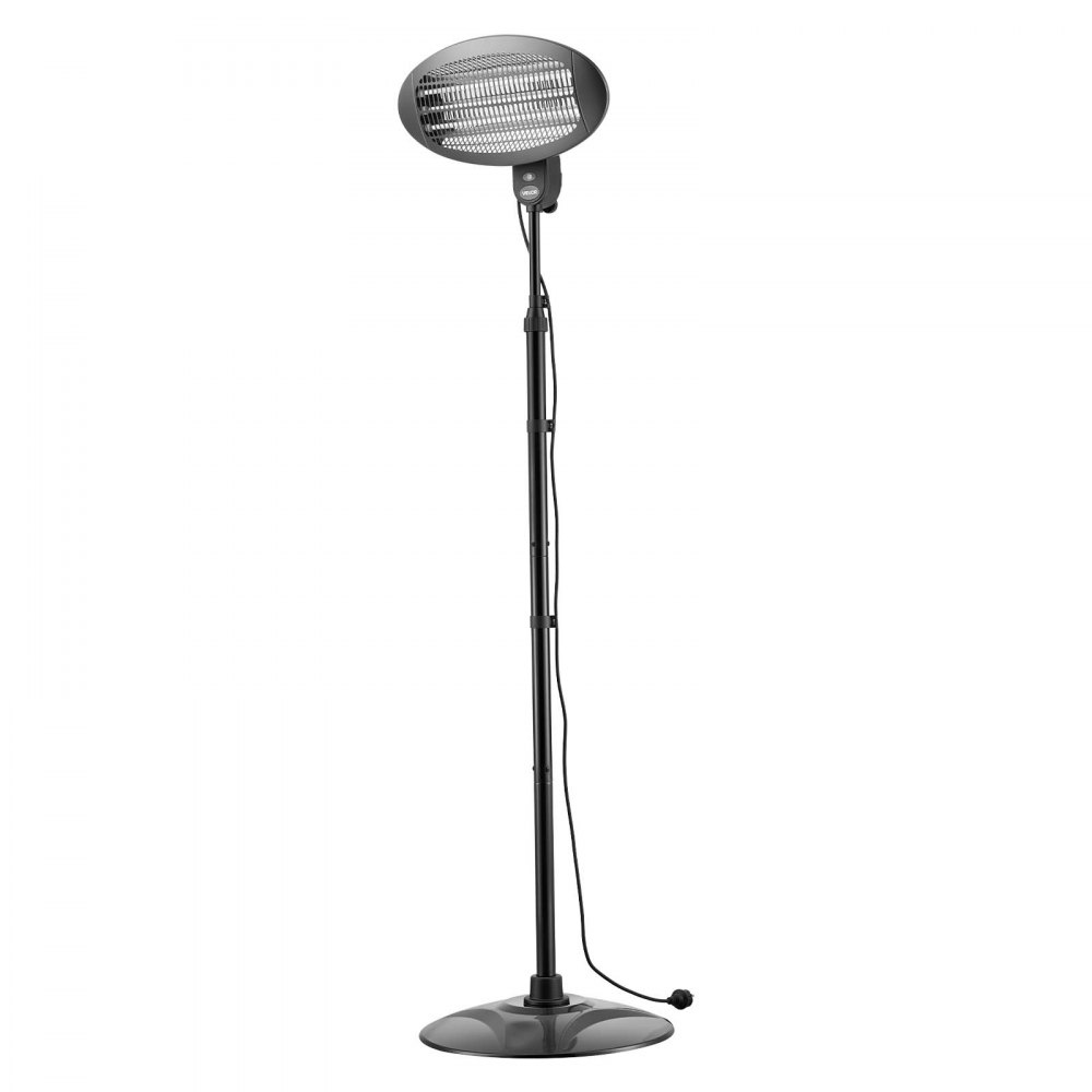 Grzejnik podczerwieni VEVOR 2000 W 2 w 1 z włącznikiem pociąganym, do ogrodu, na taras, balkon, 3 ustawienia ogrzewania, stal walcowana na zimno, z kwarcowymi elementami grzejnymi, do montażu na ścianie i wolnostojący