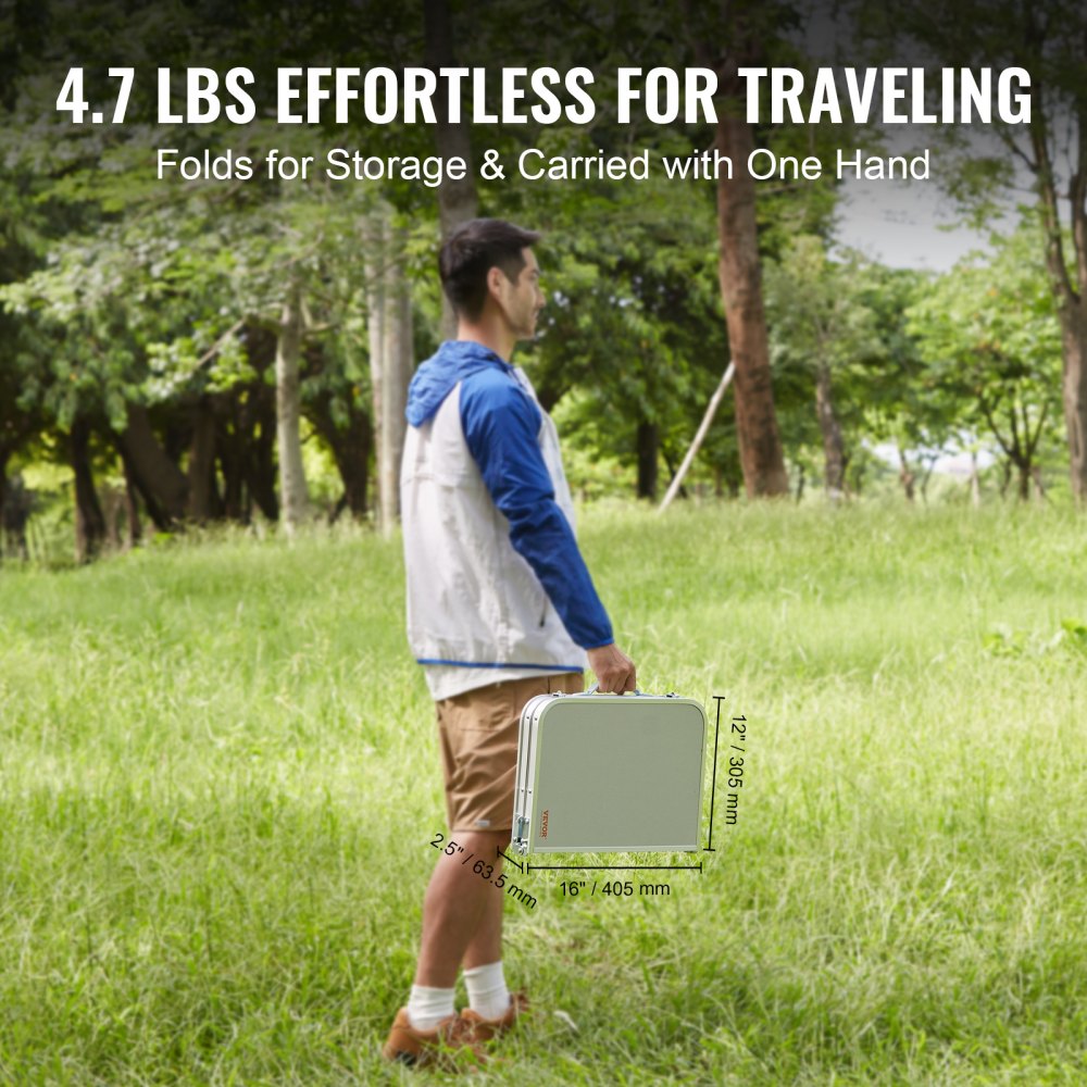 Stół składany VEVOR Stół kempingowy 610 x 405 x 495 mm, składany stół ogrodowy Stół balkonowy Stół wielofunkcyjny 31.5 kg Obciążalny stół kempingowy Składany stół Przenośna aluminiowa rama Odporność na wysokie temperatury