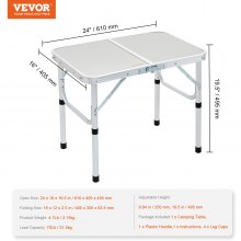 Stół składany VEVOR Stół kempingowy 610 x 405 x 495 mm, składany stół ogrodowy Stół balkonowy Stół wielofunkcyjny 31.5 kg Obciążalny stół kempingowy Składany stół Przenośna aluminiowa rama Odporność na wysokie temperatury