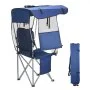 VEVOR Camping Chair with Canopy Shade, Folding Beach Chair with Canopy & Magazine Pocket, 2 Cup Holders, 150 kg Heavy Duty Support, Carry Bags for Outdoor, Camp, Fishing, Tailgates, Deep Blue