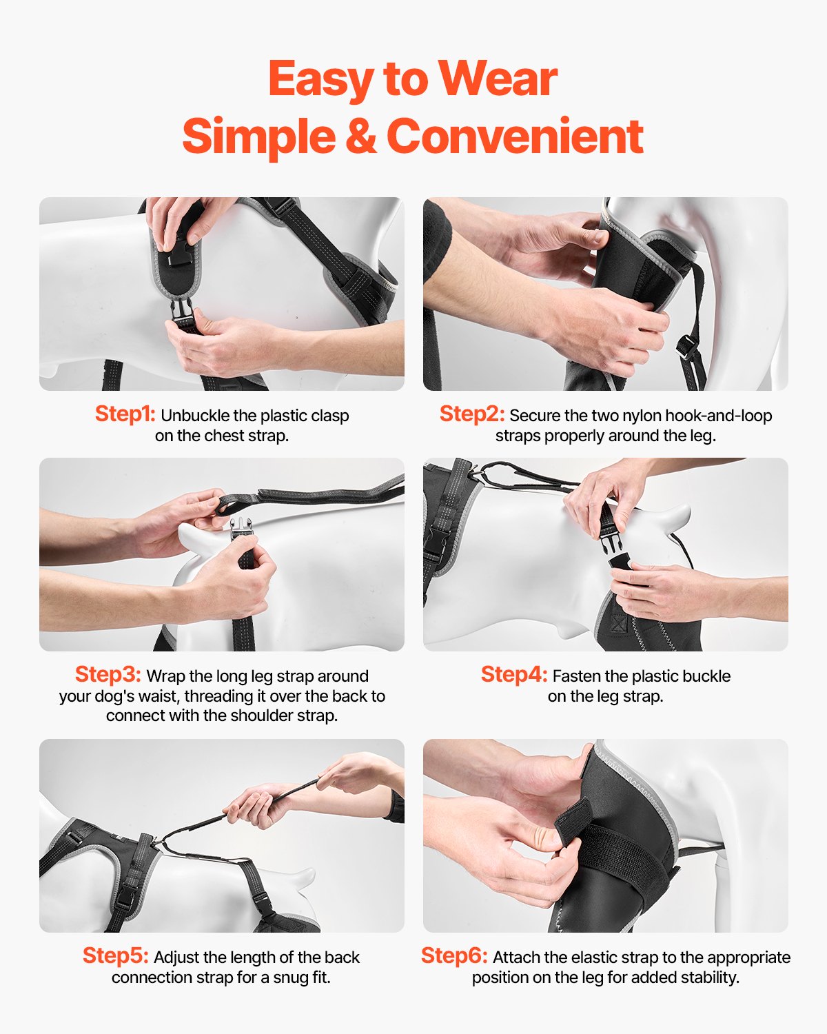 Orteza kolana dla psa VEVOR na zerwane więzadło krzyżowe przednie, z regulowanym stabilizatorem zawiasowym, na lewą tylną nogę, łagodząca ból, wspierająca stawy u psów w okresie rekonwalescencji po zapaleniu stawów