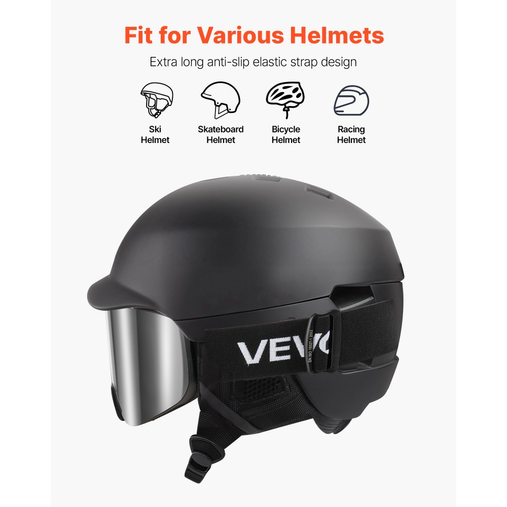 Gogle narciarskie VEVOR bezramkowe, magnetyczne soczewki cylindryczne ze srebrną powłoką lustrzaną Revo, gogle OTG przeciwmgielne, gogle motocyklowe, odpowiednie do jazdy na nartach, łyżwach i snowboardzie