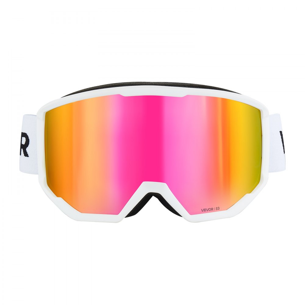 VEVOR Ski Goggles, Cylindrical Lens with Pink Revo Coating, OTG Anti fog Snow Goggles for Men Women Youth, TPU Frame & Ventilation Structure, Suitable for Skiing, Skating, Snowboarding, Cycling
