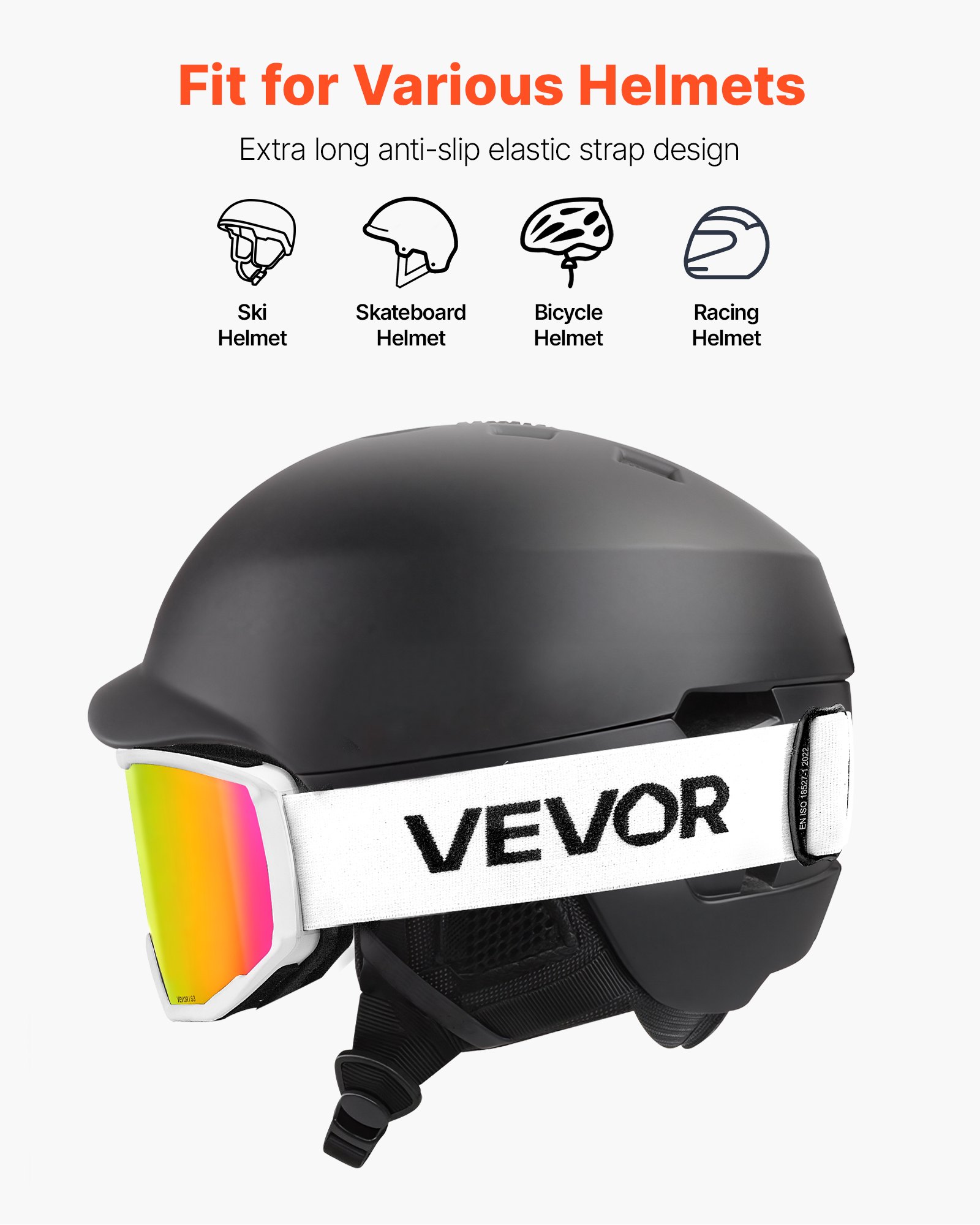 VEVOR Ski Goggles, Cylindrical Lens with Pink Revo Coating, OTG Anti fog Snow Goggles for Men Women Youth, TPU Frame & Ventilation Structure, Suitable for Skiing, Skating, Snowboarding, Cycling
