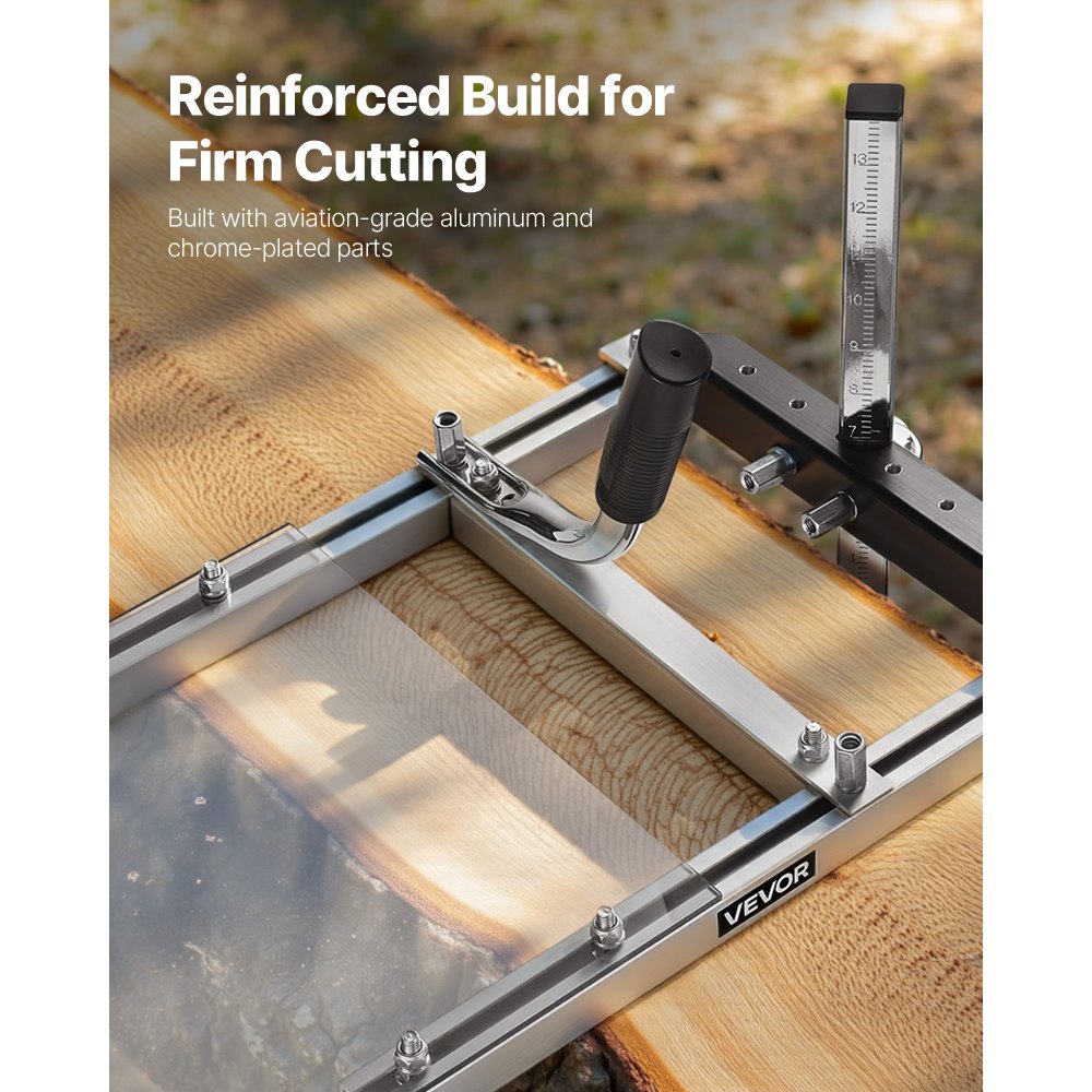 Mobilna piła łańcuchowa VEVOR, piła łańcuchowa do belek do frezowania desek o szerokości 41-51 cm, piła łańcuchowa z prowadnicą poprzeczną do cięcia drewna i osłoną ochronną, grubość cięcia 0,2-11,81 cala