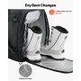 Torba na buty narciarskie VEVOR, 55 l, plecak podróżny na buty snowboardowe dla mężczyzn i kobiet, z wodoodporną powłoką zewnętrzną i spodem, wytrzymały materiał Oxford 1680D, torba na narty, snowboard, kask, gogle, rękawiczki i akcesoria (czarny)