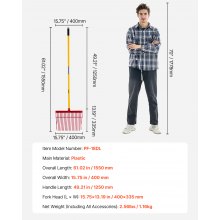 VEVOR szwedzkie widły 1550mm plastikowe widły do ​​obornika 18 zębów