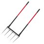 Widły VEVOR Broadfork Doubleshaft 510x320 mm, 5-zębowe widły do ​​kopania z dwoma uchwytami z włókna szklanego, wytrzymałe widły do ​​kopania, ergonomiczna konstrukcja w kształcie litery U, narzędzie ogrodowe do kompostowania, przesadzania i napowietrzania