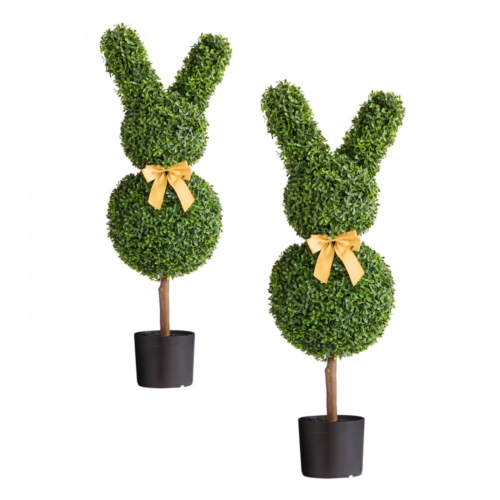 VEVOR Sztuczne drzewko topiary w kształcie królika, zestaw 2 szt., 914 mm, Sztuczna kula bukszpanowa, Łatwy montaż do dekoracji, na werandę, taras, do ogrodu, na balkon, na podwórko, do wewnątrz
